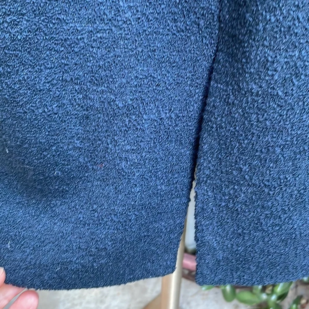 Vintage navy blue Chanel wool pencil skirt with original Chanel hanger